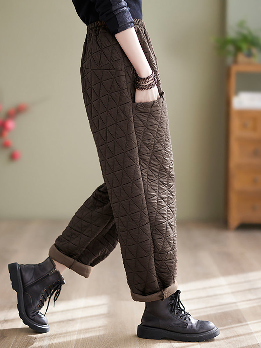 Women Winter Solid Cotton Loosee Padded Harem Pants