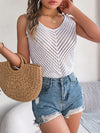 Loose Sleeveless Hollow Solid Color V-Neck Vest Top