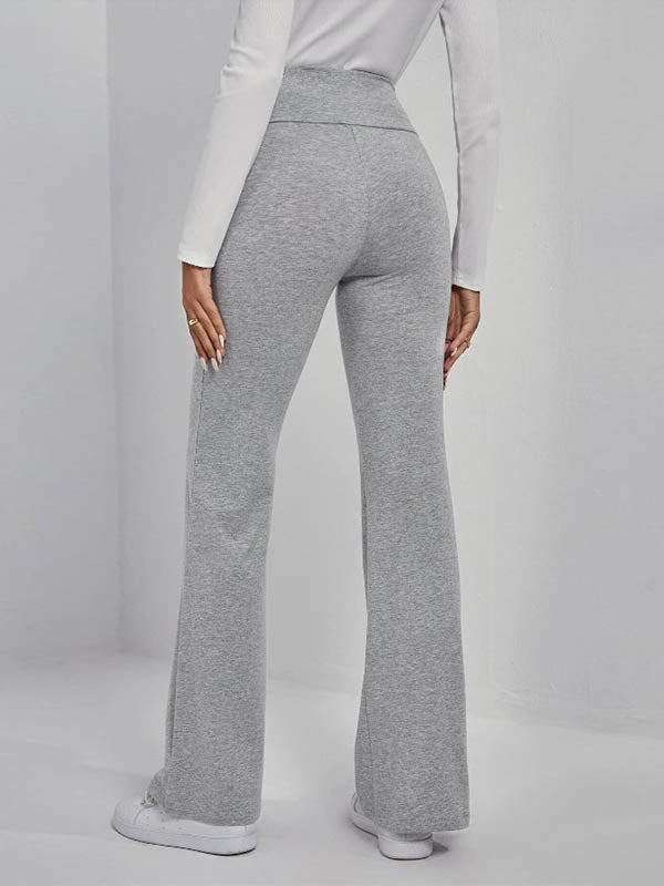 High Waisted Solid Color Pants Trousers