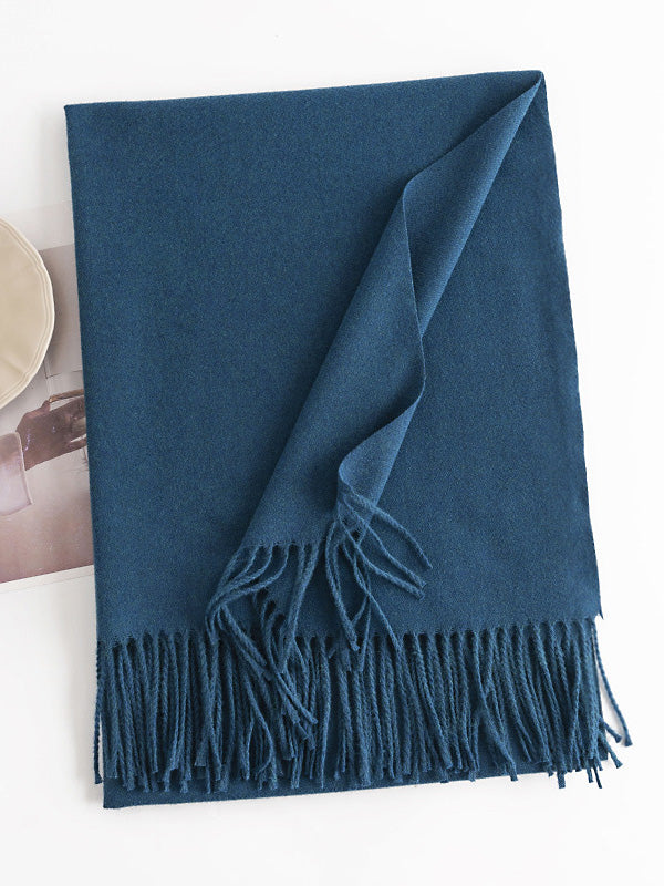 Keep Warm Solid Color Tasseled Shawl&Scarf