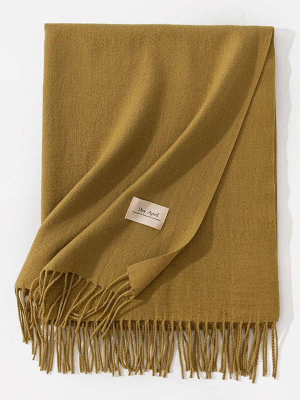 Keep Warm Solid Color Tasseled Shawl&Scarf