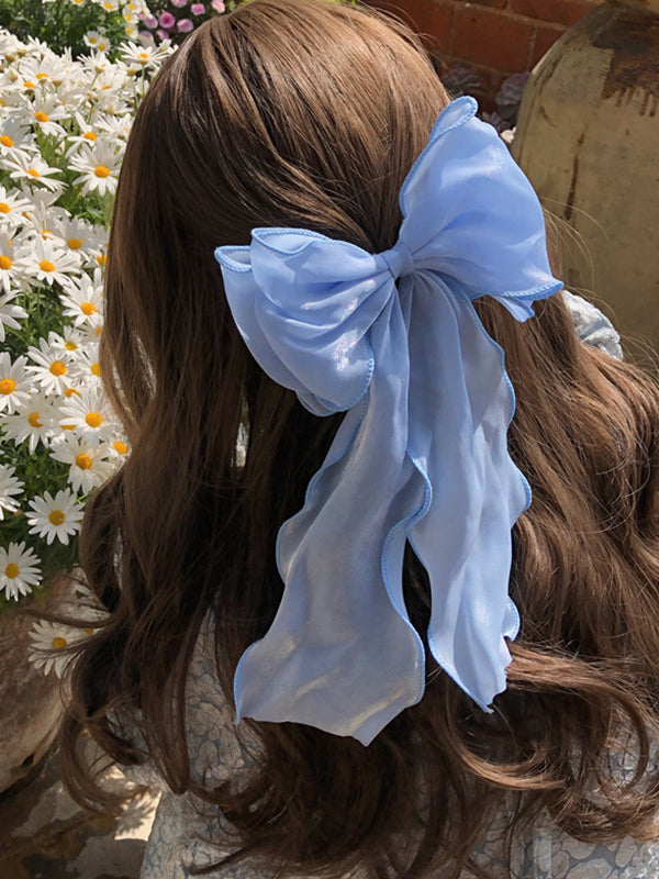 Bowknot Gauze Pleated See-Through Solid Color French Barrette Hair Accessories Hair Clips