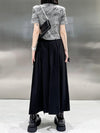 High Waisted Irregularity Asymmetric Drawstring Elasticity See-Through Solid Color Split-Joint Skirts