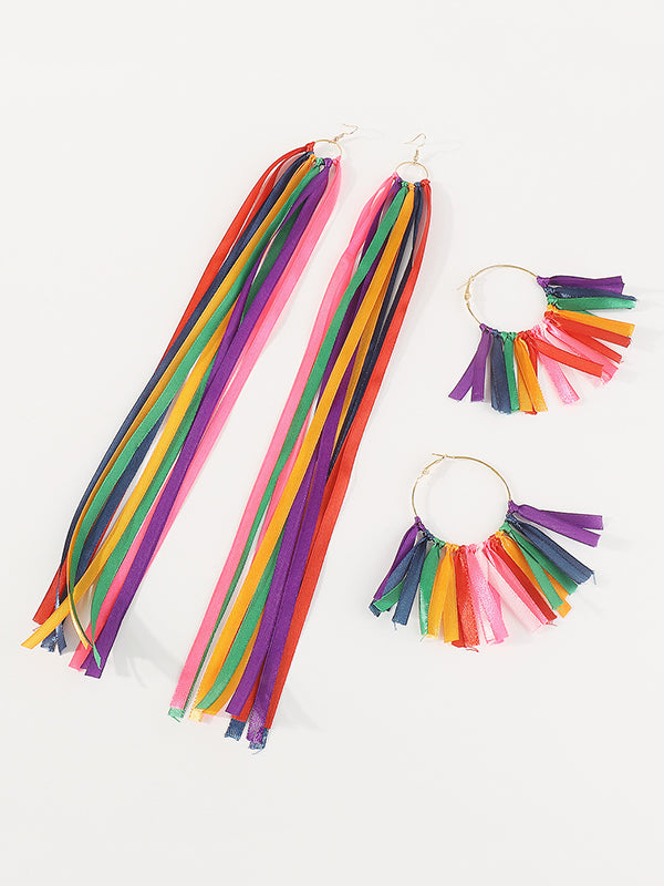 Contrast Color Drop Earrings