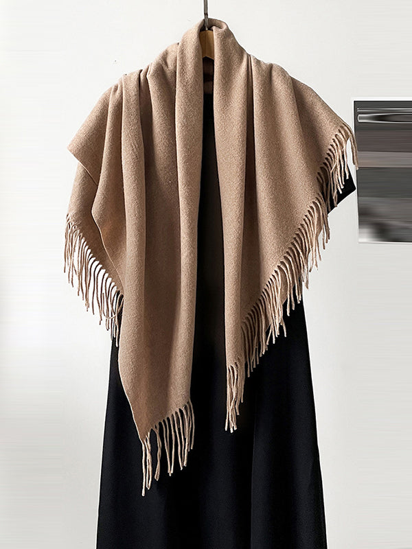 Solid Color Tasseled Shawl&Scarf