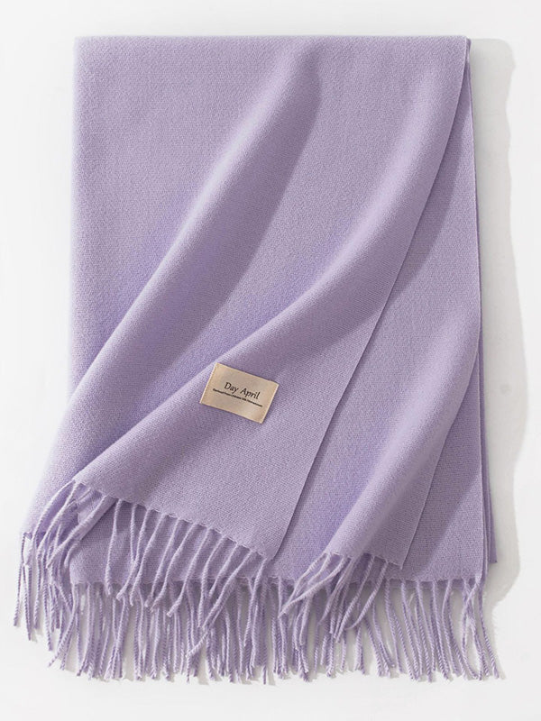 Keep Warm Solid Color Tasseled Shawl&Scarf