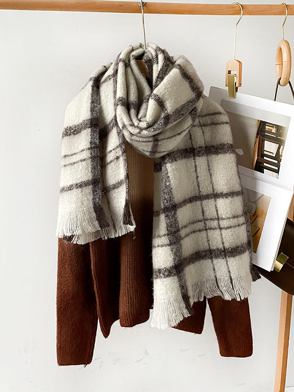 Plaid Tasseled Shawl&Scarf