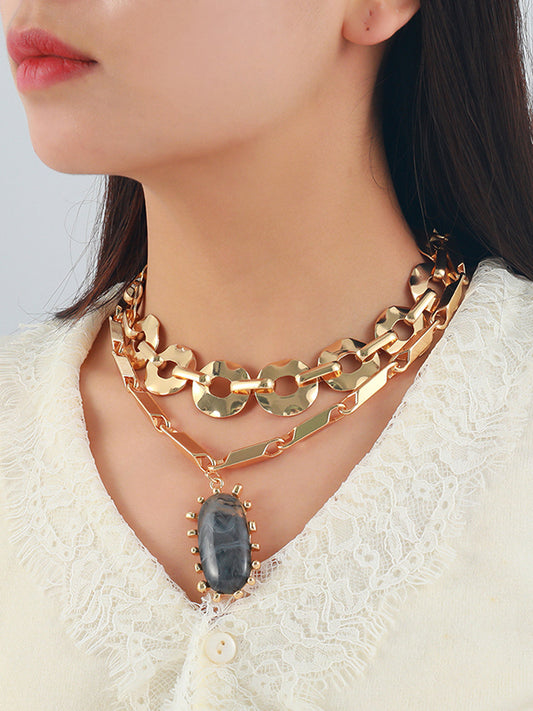 Chains Geometric Layered Necklaces Accessories