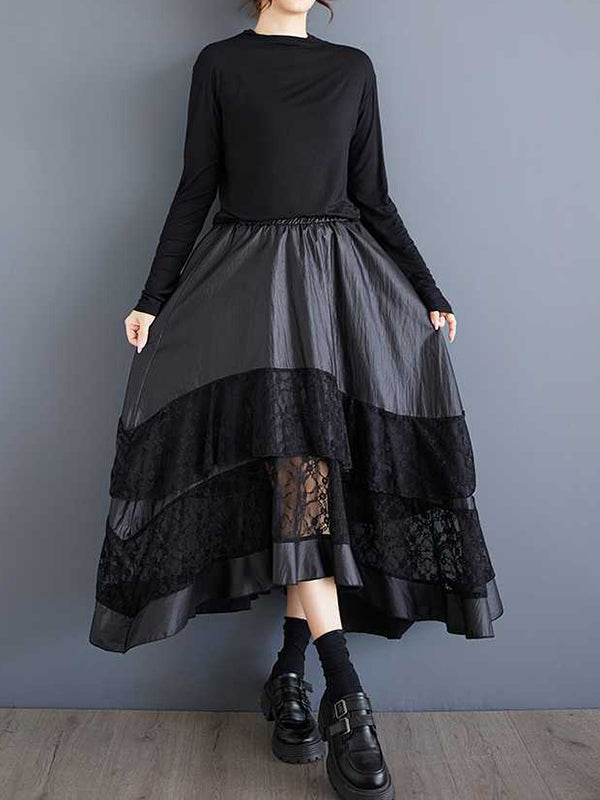 A-Line Loose Elasticity Layered Split-Joint Skirts Bottoms