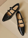 Belt Buckle Pointed-Toe Split-Joint Flat Shoes Mary Janes