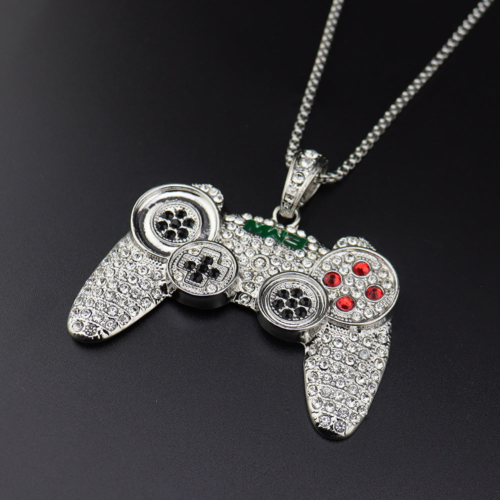 European and American Alloy Full Diamond Game Machine Handle Necklace Hip Hop Cool Men's Arcade Pendant Cross-Border One Piece Dropshipping