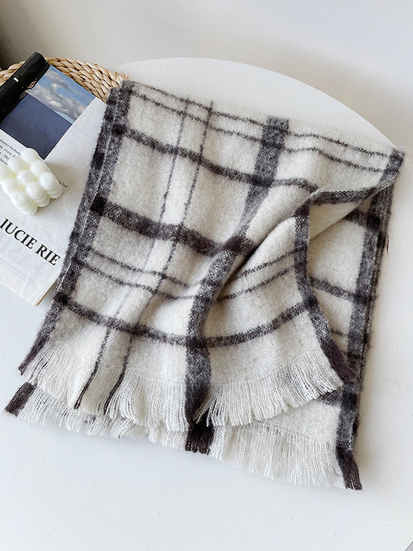 Plaid Tasseled Shawl&Scarf