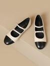 Belt Buckle Round-Toe Split-Joint Flat Shoes Mary Janes