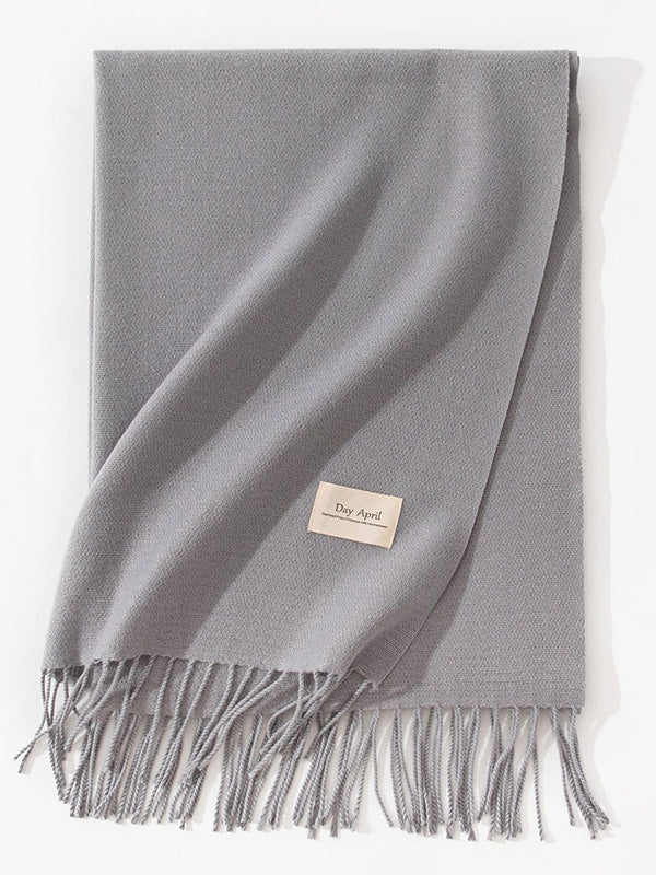 Keep Warm Solid Color Tasseled Shawl&Scarf