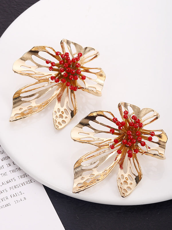 Flower Shape Hollow Drop Earrings