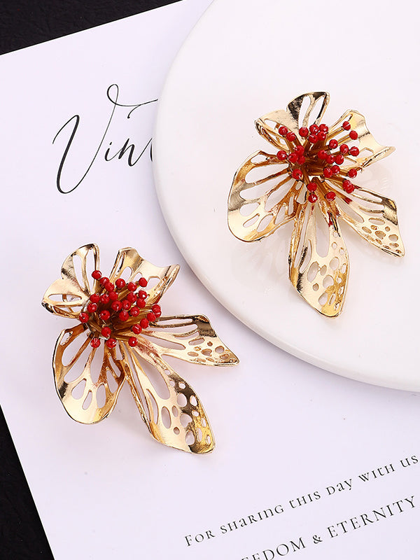 Flower Shape Hollow Drop Earrings