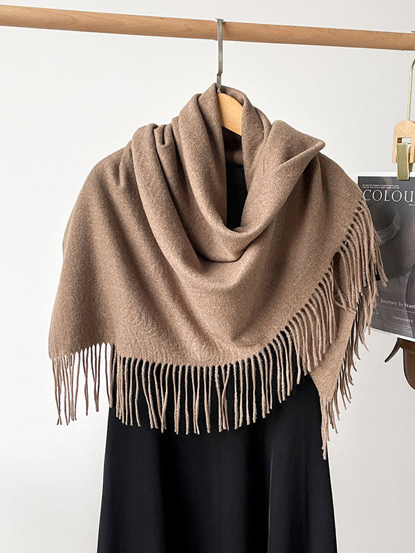 Solid Color Tasseled Shawl&Scarf