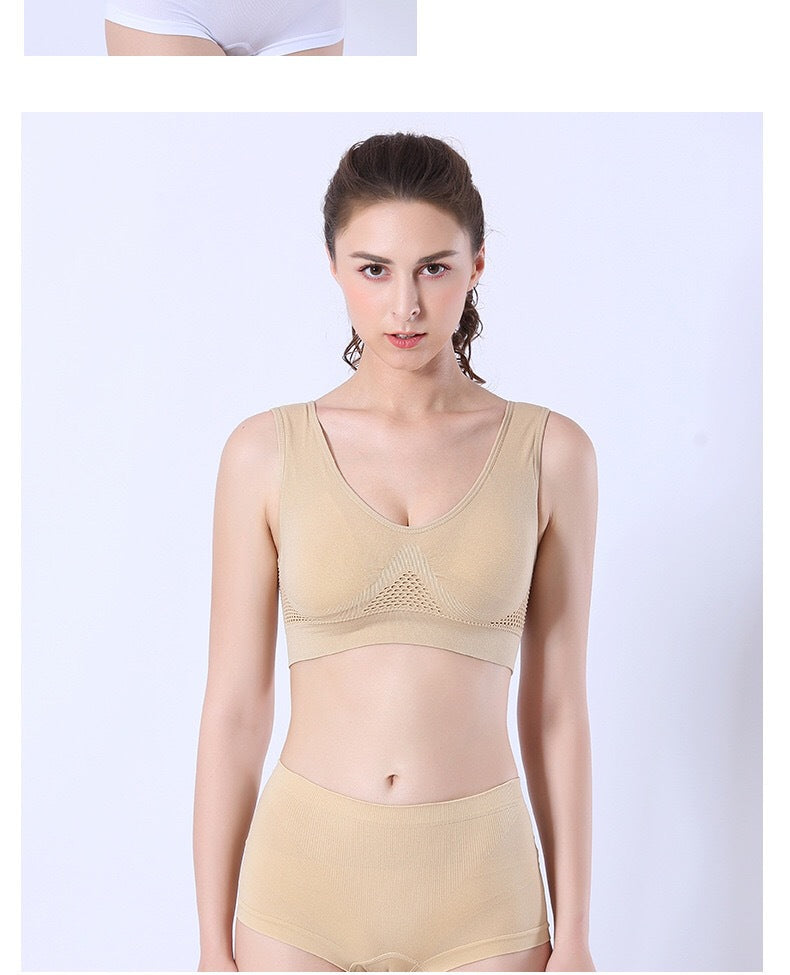 sexy solid color nylon sponge active tops bra