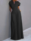 Flying Sleeves Solid Color Split-Joint V-Neck Evening Dresses Maxi Dresses