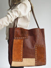Contrast Color Rivet Split-Joint Bags Handbags
