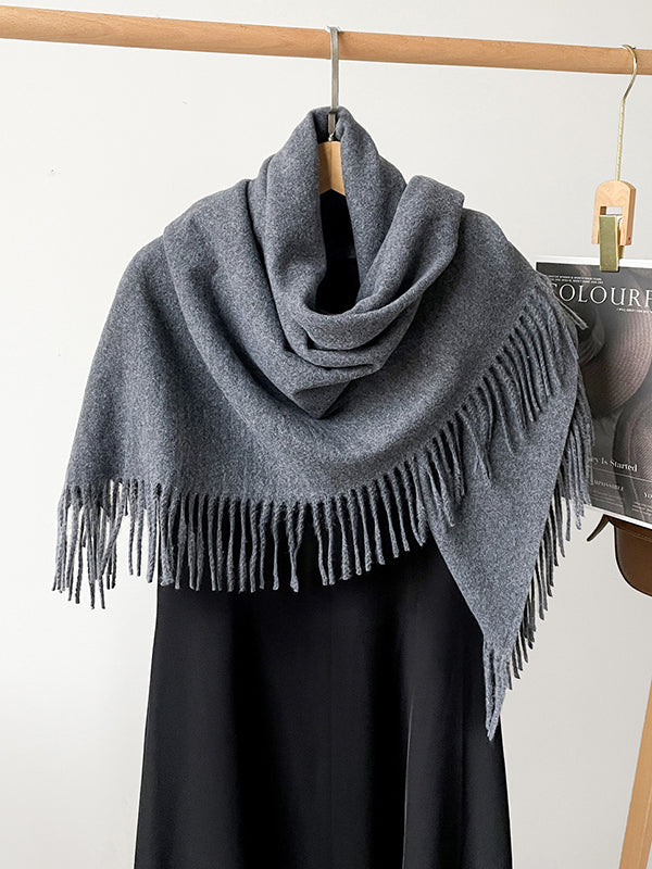 Solid Color Tasseled Shawl&Scarf