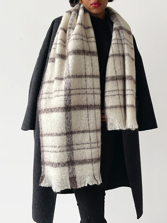 Plaid Tasseled Shawl&Scarf