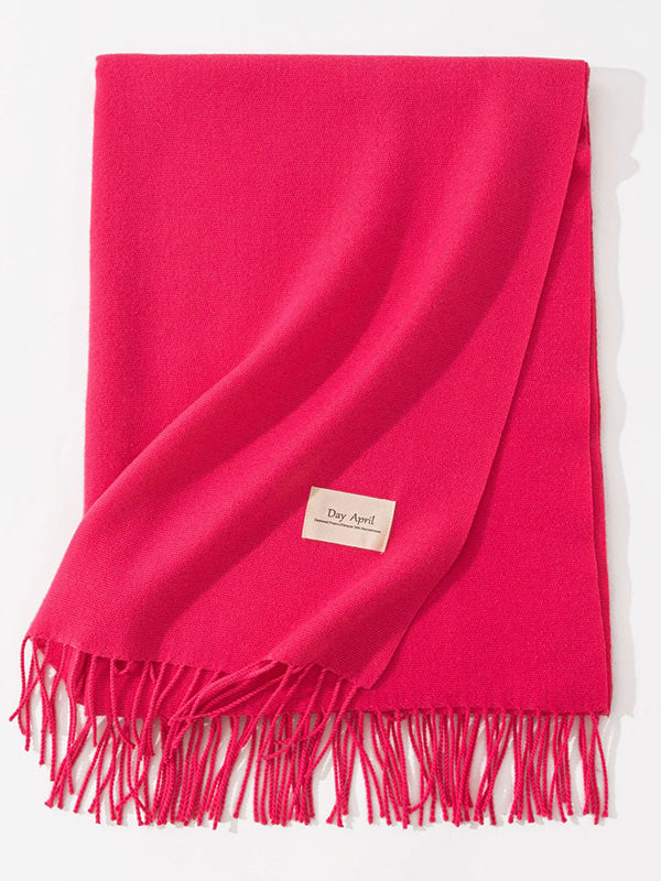 Keep Warm Solid Color Tasseled Shawl&Scarf