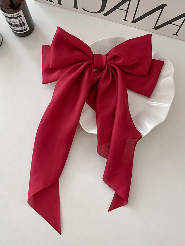 Bowknot Pleated Solid Color French Barrette Hair Accessories