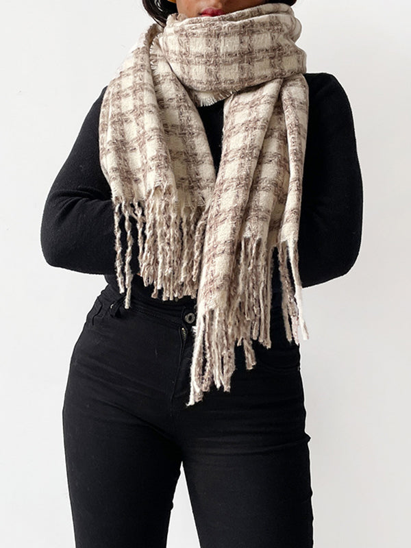 Plaid Tasseled Shawl&Scarf