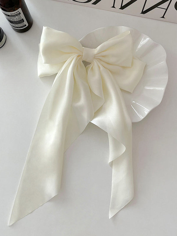 Bowknot Pleated Solid Color French Barrette Hair Accessories