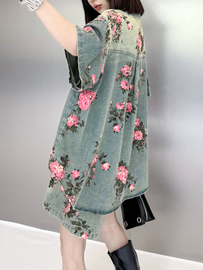 Loose Wide Leg Elasticity Floral Printed Split-Joint Shorts Bottoms