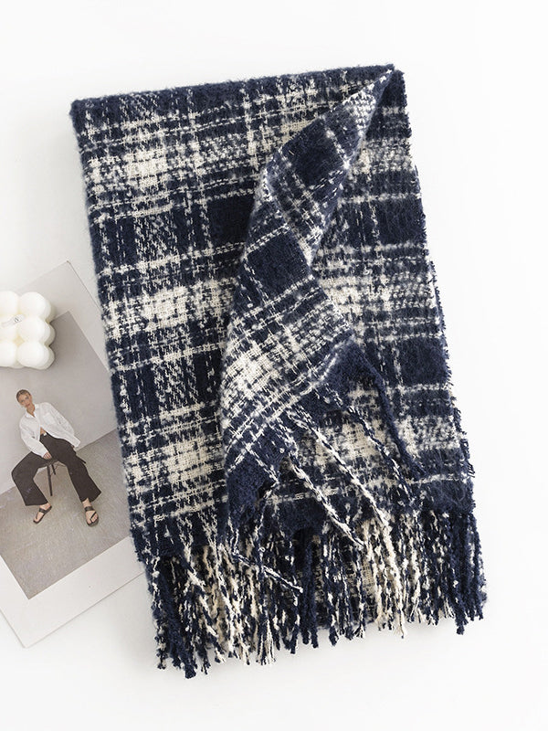 Keep Warm Plaid Tasseled Shawl&Scarf