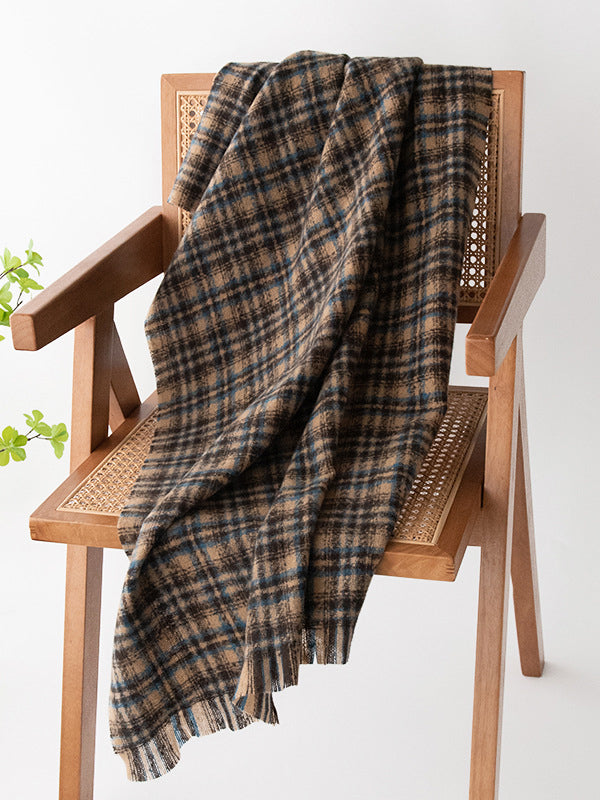 Fringed Keep Warm Plaid Shawl&Scarf