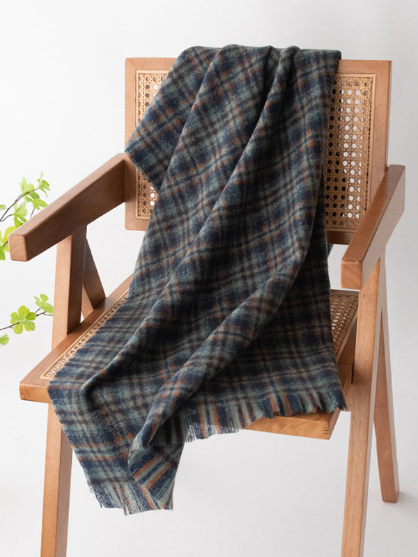 Fringed Keep Warm Plaid Shawl&Scarf