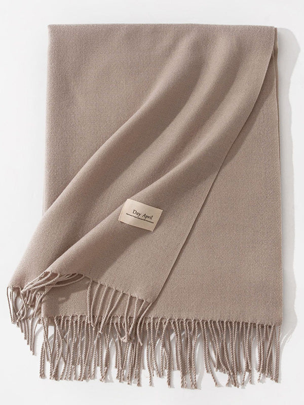 Keep Warm Solid Color Tasseled Shawl&Scarf