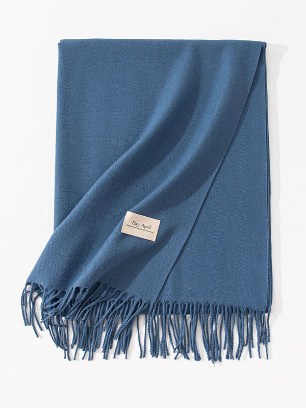 Keep Warm Solid Color Tasseled Shawl&Scarf