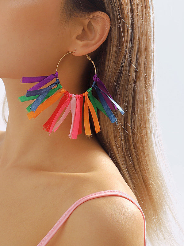 Contrast Color Drop Earrings