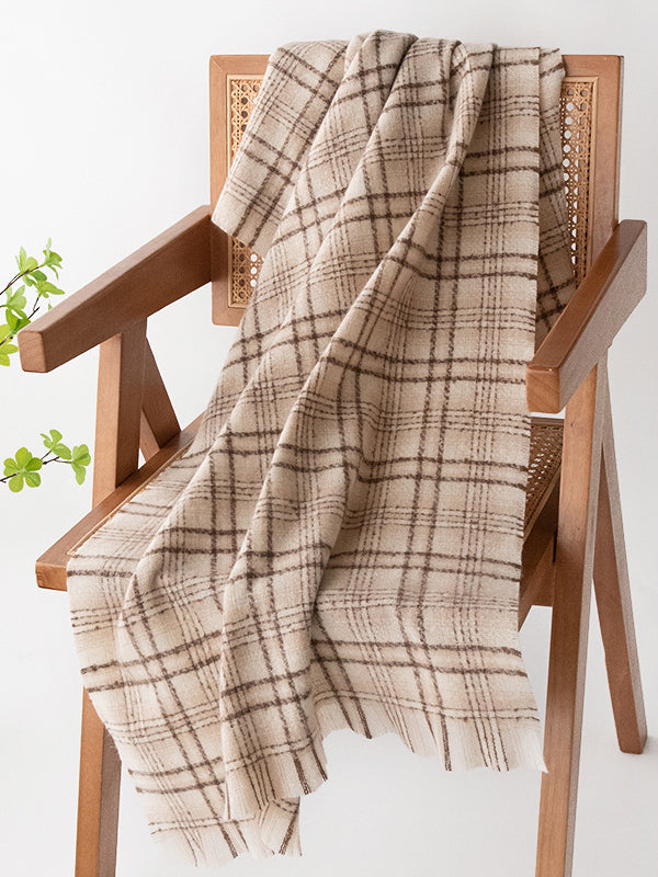 Fringed Keep Warm Plaid Shawl&Scarf