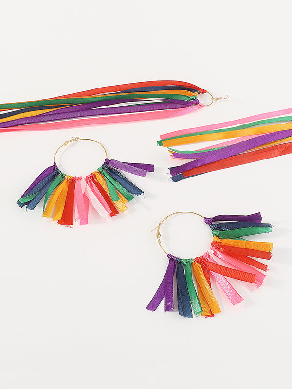 Contrast Color Drop Earrings