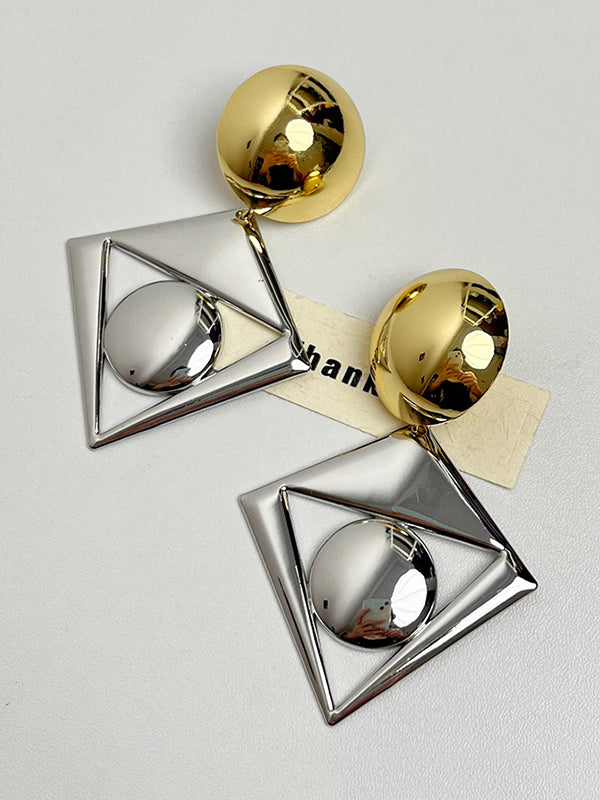 Contrast Color Geometric Drop Earrings