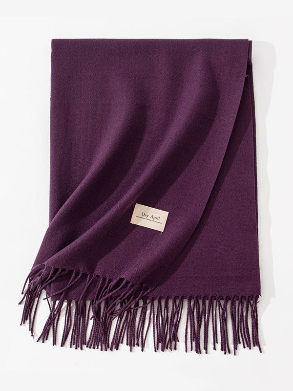 Keep Warm Solid Color Tasseled Shawl&Scarf