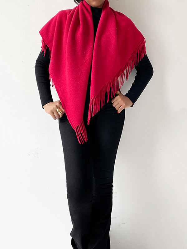 Solid Color Tasseled Shawl&Scarf