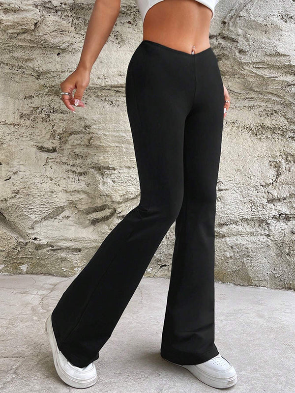 High Waisted Wide Leg Solid Color Pants Trousers