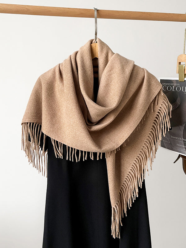 Solid Color Tasseled Shawl&Scarf