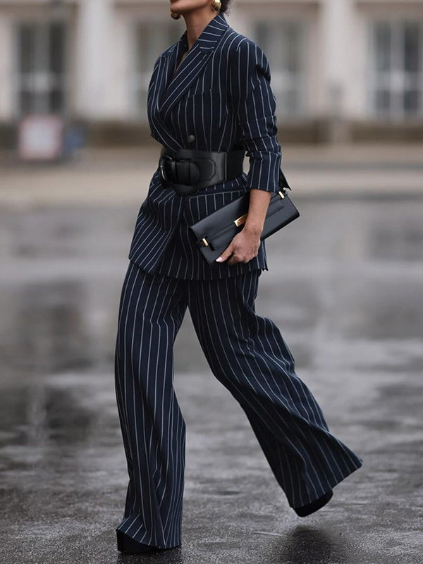 Loose Printed Striped Suit Pants Trousers