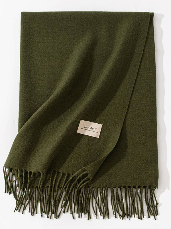 Keep Warm Solid Color Tasseled Shawl&Scarf