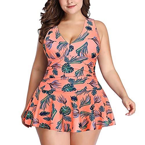 Women's Sexy V-Neck Skirt Plus Size Swimsuit Tummy Control Swimwear Strap Beachwear Swimwear Bathing Suits