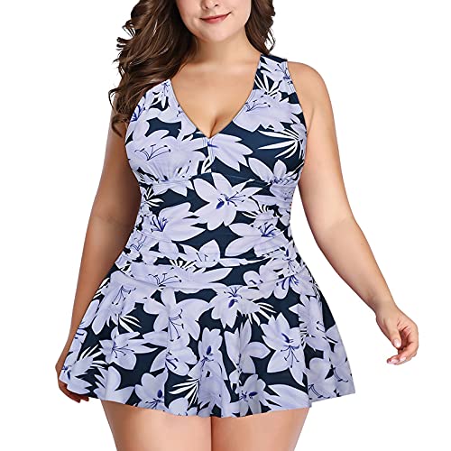 Women's Sexy V-Neck Skirt Plus Size Swimsuit Tummy Control Swimwear Strap Beachwear Swimwear Bathing Suits