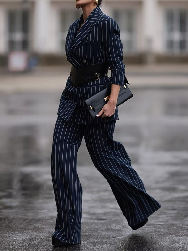 Loose Printed Striped Suit Pants Trousers