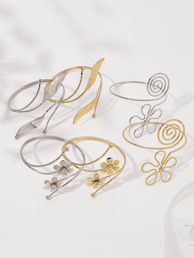 Flower Shape Geometric Rhine Stones Armlet Accessories